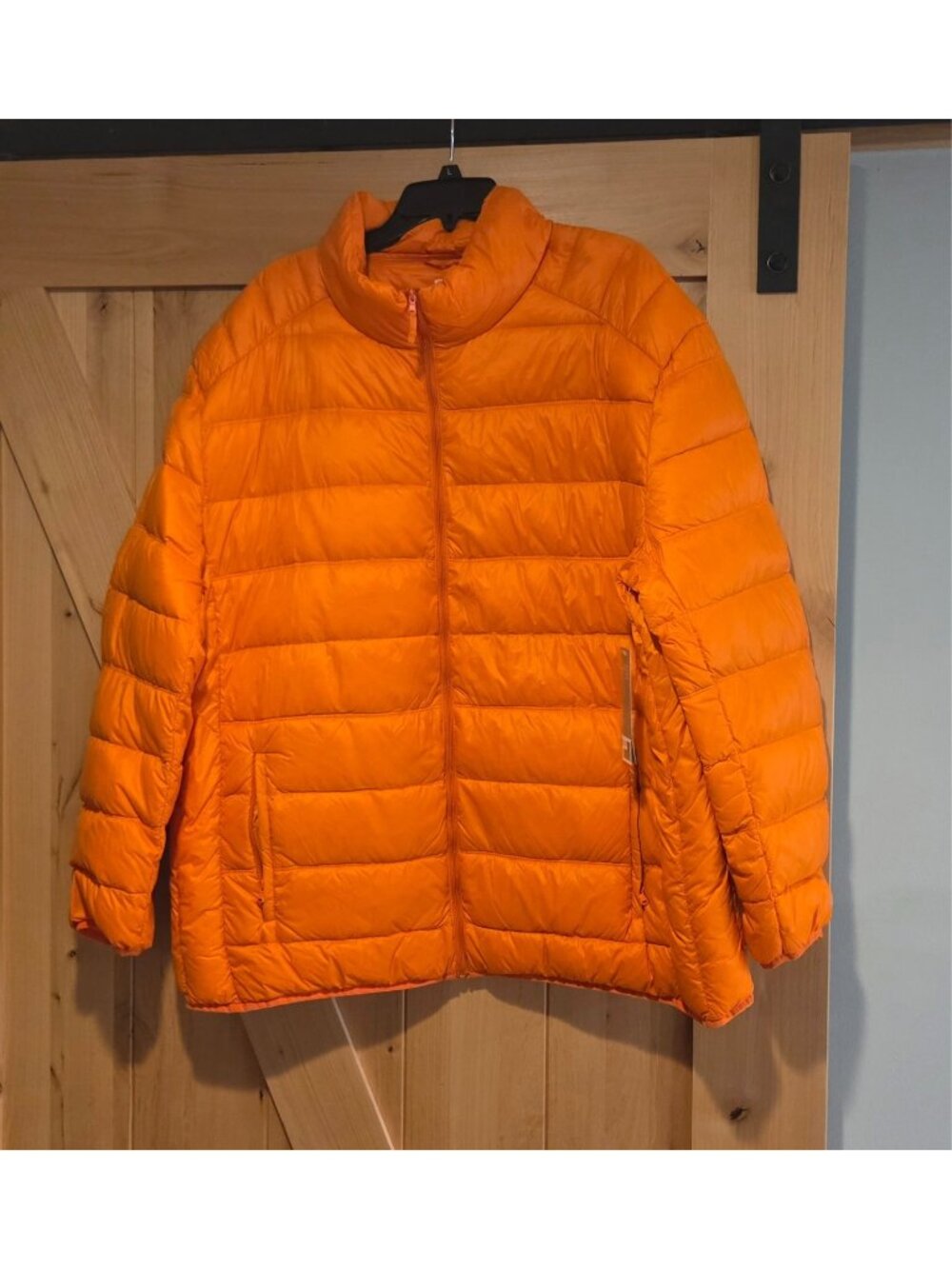 New! JCP Men 2XL Orange Goose Down Puffer Jacket Packable Weighs less than 1 lb